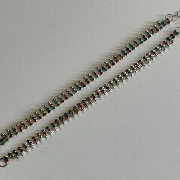 Anklet Multi Color Crystal Accent Silver Tone Fashion Anklet Women Jewelry Payel - Picture 10 of 12